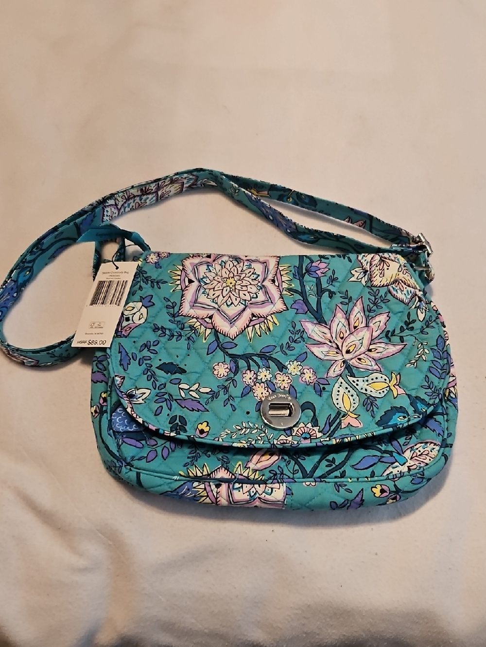 Vera Bradley Saddle Crossbody In Peacock Garden